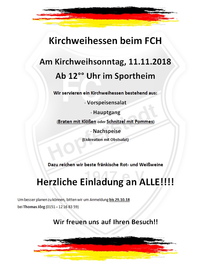 Kirchweih-Essen & italienischer Abend beim FC Hopferstadt 2018